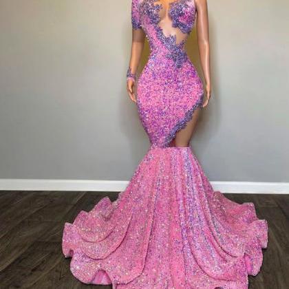 Pink Sparkly Prom Dresses 2023 Vestidos De Noche..