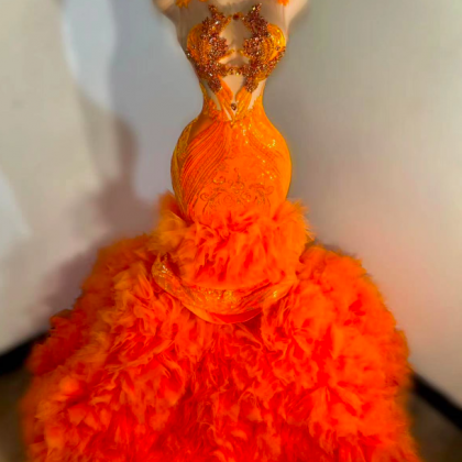 Orange Sparkly Prom Dresses 2024 Vestidos De Gala..