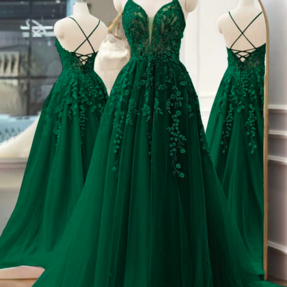 Spaghetti Strap Green Prom Dresses 2024 Robes De..
