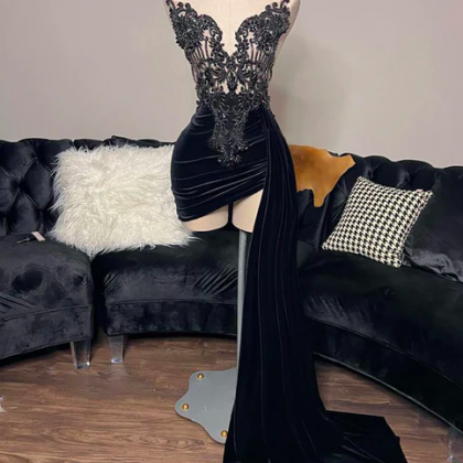 Mini Length Prom Dresses 2024 Black Lace Applique..