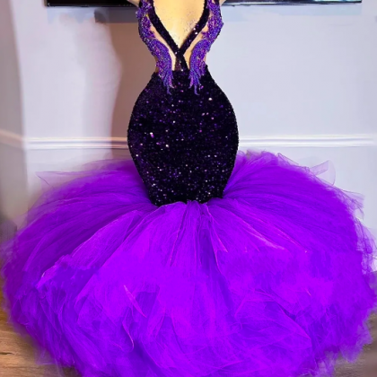 Deep Purple Prom Dresses For Black Girls 2024..