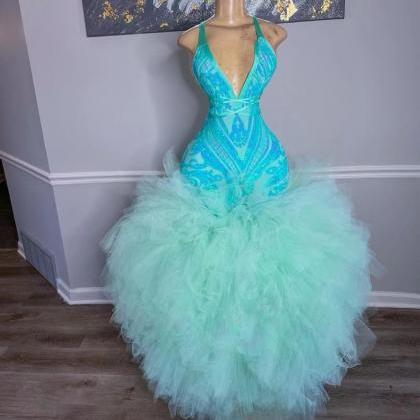 Turquoise Blue Halter Prom Dresses 2024 Vestidos..