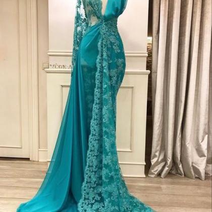 Muslim Arabic Prom Dresses 2024 Lace Applique..