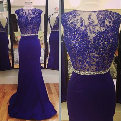 Mermaid Royal Blue Evening Dress, 2023 Lace..