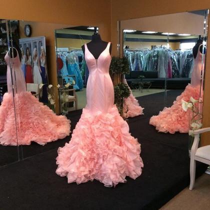 tiered pink evening dresses vestido..