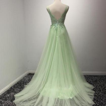 Vestidos De Gala Green Prom Dresses Long A Line..