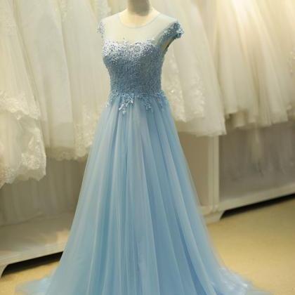Robe Tulle A Line Prom Dresses Long Lace Appliqué..