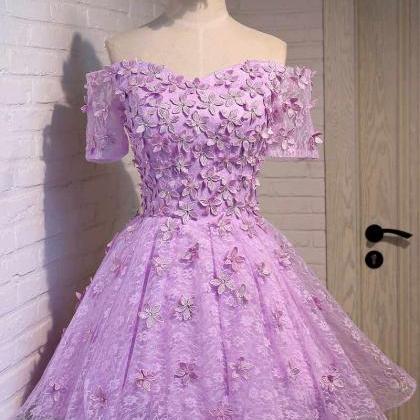 Cocktail Kleider Purple Lace Prom Dresses Short..