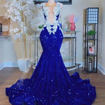 custom make modest prom dresses 2024 mermaid beaded applique sparkly sequined elegant formal occasion dress 2024 vestidos de fiesta robes de cocktail