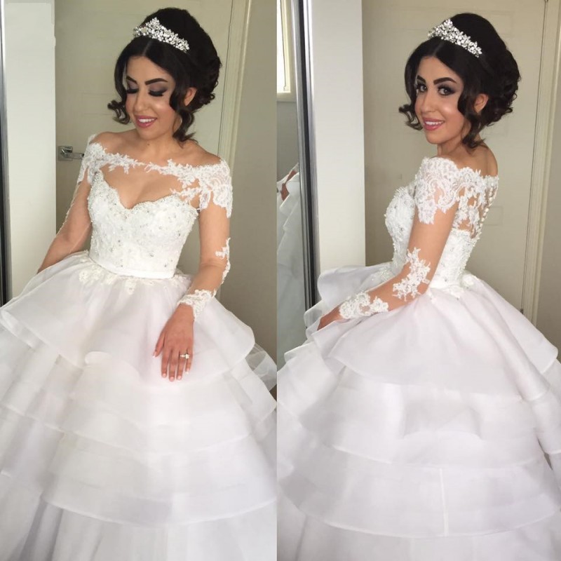 Saudi Arabic Wedding Dress Long Sleeve Wedding Dress Elegant