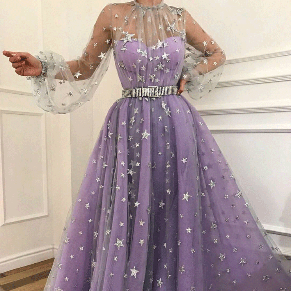 purple sparkly dress