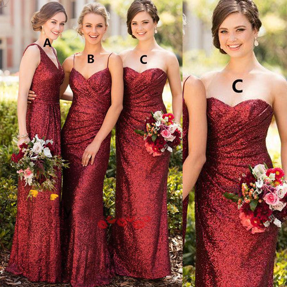 red sequin bridesmaid dresses