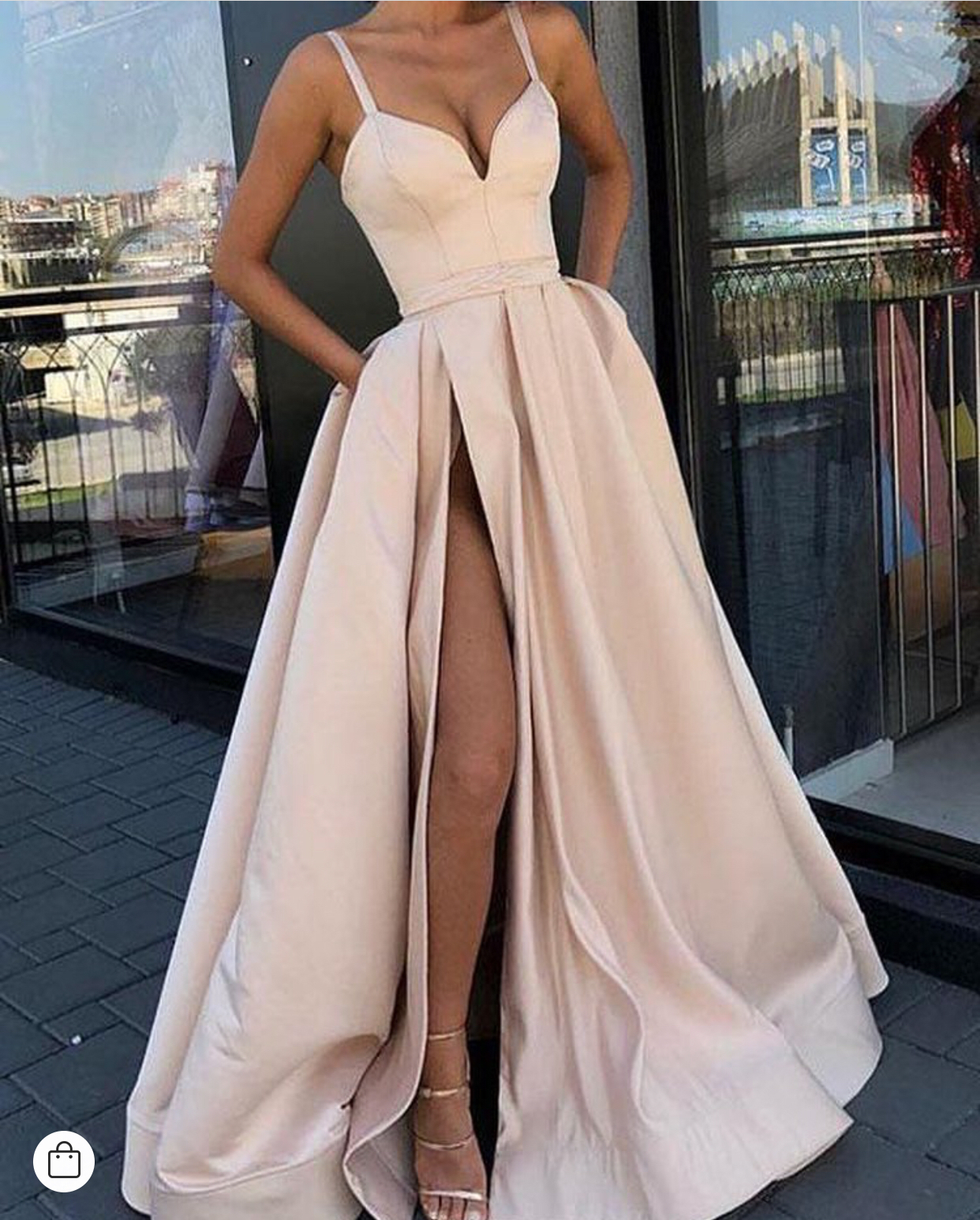 pink silk prom dress