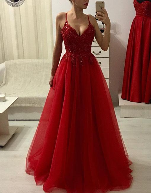 red long prom dresses 2019