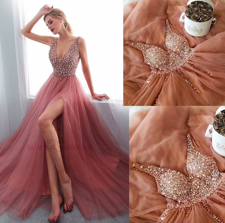 dusty pink formal dresses