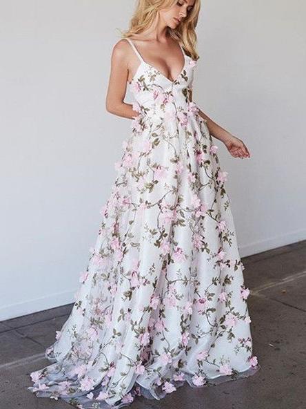 white dress with pink flowers