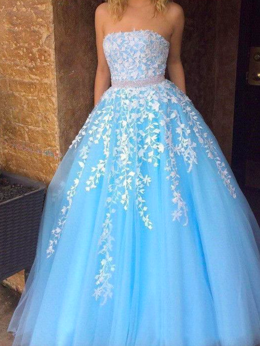 strapless prom gown