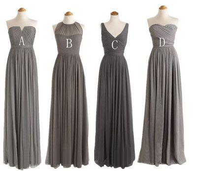mismatched gray bridesmaid dresses for women chiffon a line cheap long custom wedding party dresses vestido de longo