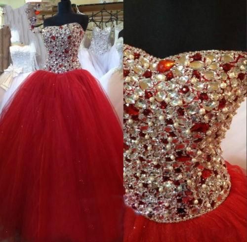 Red Quinceanera Dresses 2024 Crystals Beaded Ball Gown Prom Dresses Sweet 18 Vestido De Graduacion 2023