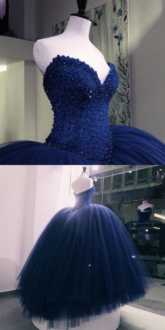 Navy Blue Ball Gown Wedding Dresses For Bride Crystals Beaded Elegant Princess Wedding Ball Gown Vestido De Novia