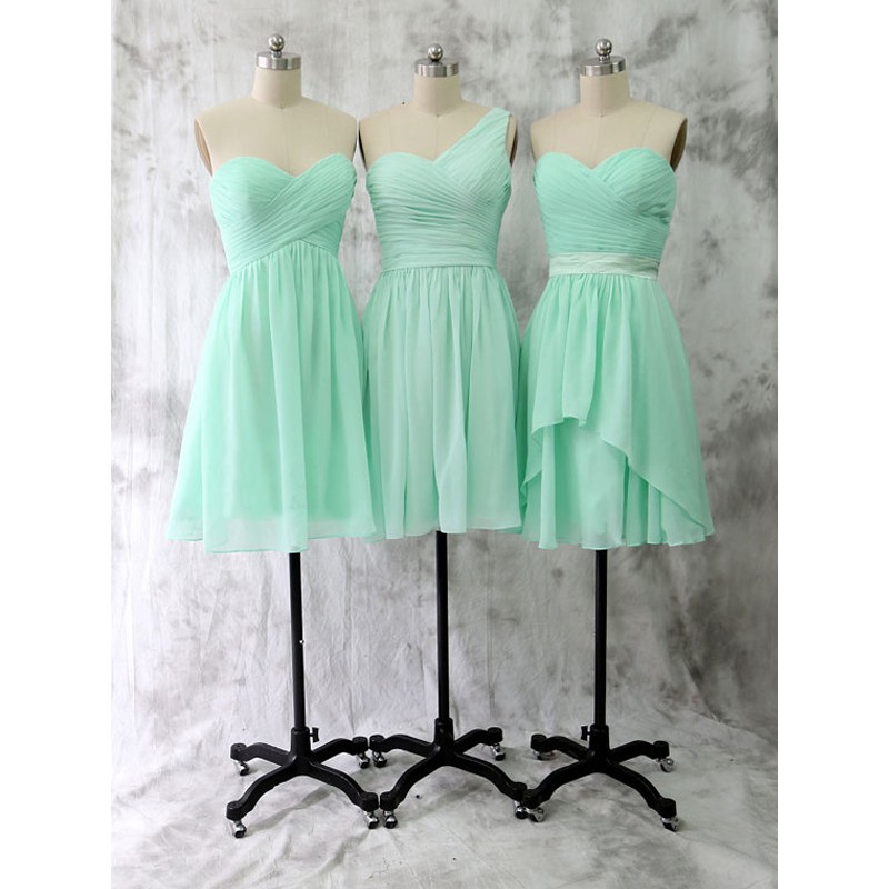 mint green bridesmaid dresses short chiffon cheap mismatched custom 2023 wedding guest dresses 2022