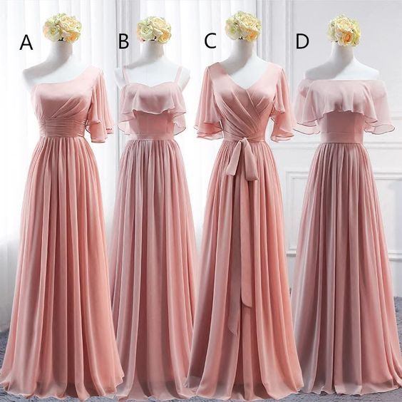 mismatched bridesmaid dresses long pink chiffon cheap elegant custom wedding guest dresses 2022 vestido de noiva 2023