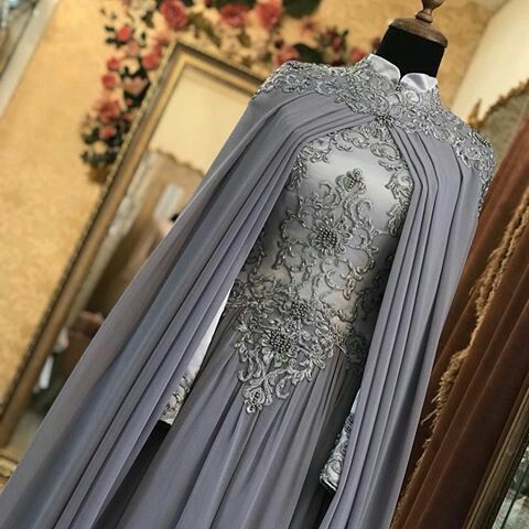 Vintage Prom Dresses Long Sleeve High Neck Lace Applique Beaded Chiffon Elegant Arabic Prom Gowns Vestido De Longo