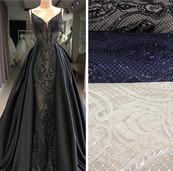 Detachable Skirt Black Prom Dresses 2024 Sparkly Sequin Applique Elegant Vintage Prom Gown Vestido De Longo 2023