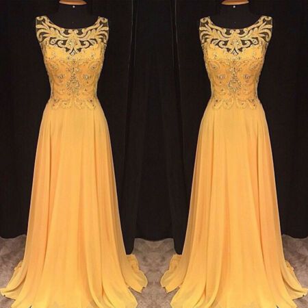 Orange Prom Dresses Long 2024 Vestido De Fiesta De Longo Beaded Applique Elegant A Line Chiffon Prom Gown 2023