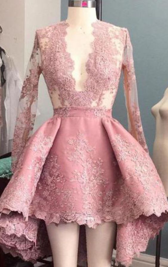 Detachable Skirt Dusty Pink Prom Dresses Vestido De Graduacion Women Fashion Custom Make Lace Applique V Neck Prom Gowns Robe De Soiree