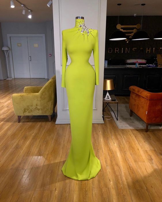 Lime Green Evening Dress, Beaded Evening Dress, Formal Party Dresses, 2023 Evening Dresses, Vestido De Fiesta, Sparkly Evening Dress, Evening