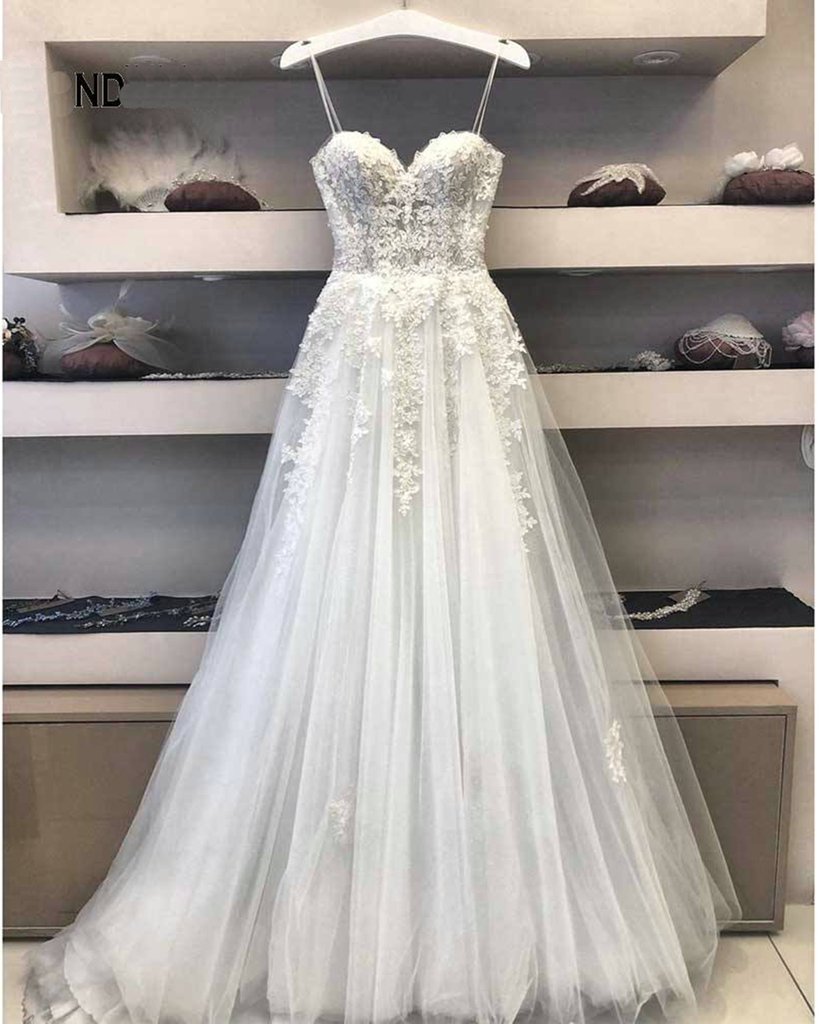 White Wedding Dresses 2023 Vestido De Novia Spaghetti Straps A Line Bridal Dresses Robe De Marriage 2024