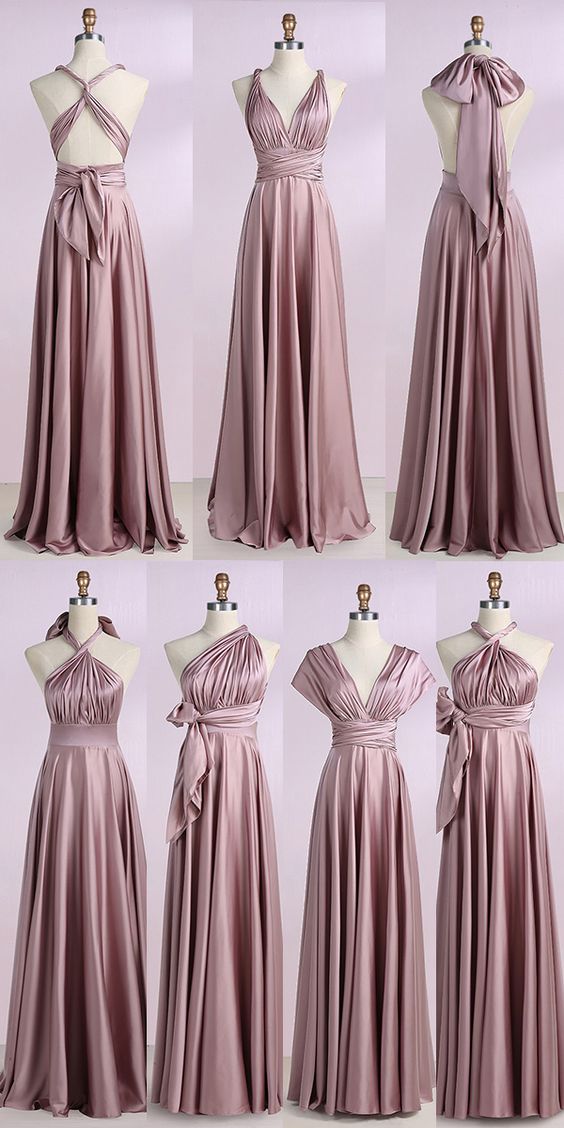 Convertible Bridesmaid Dresses 2023 Long Rose Pink Elegant Infinite Custom Wedding Party Dresses 2024 Vestido De Noiva