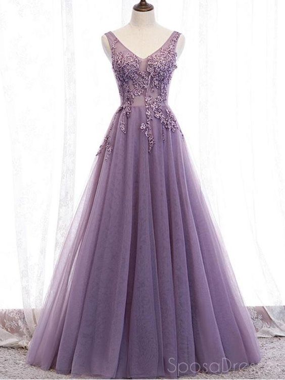 v neck purple prom dresses 2021 lace applique beaded elegant sleeveless a line cheap prom gowns vestido de longo