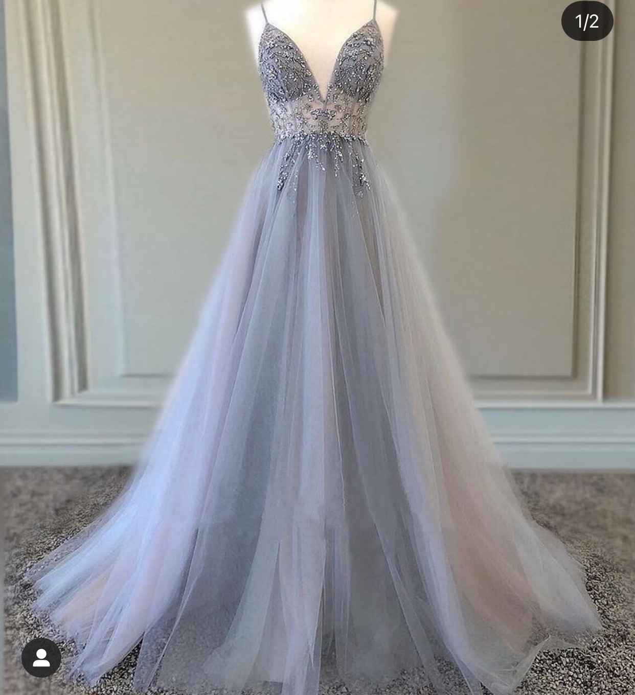 Spaghetti Strap Prom Dresses Long Tulle Beaded Gray Sexy Elegant Prom Gown Robe De Soiree Vestidos De Fiesta