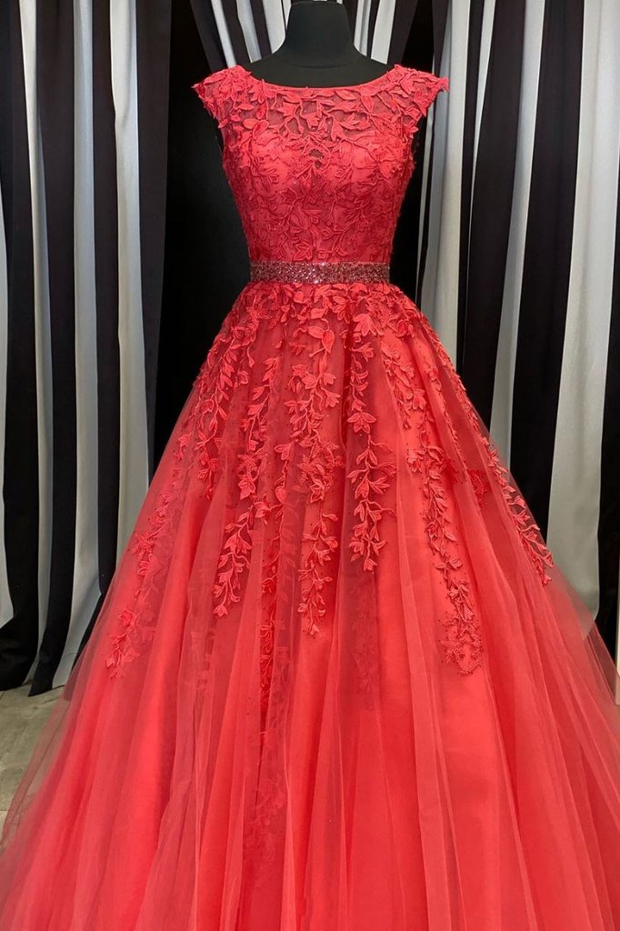 Cap Sleeve Red Prom Dresses 2023 Beaded Lace Applique Senior Formal Dresses Vestidos De Fiesta De Longo 2024