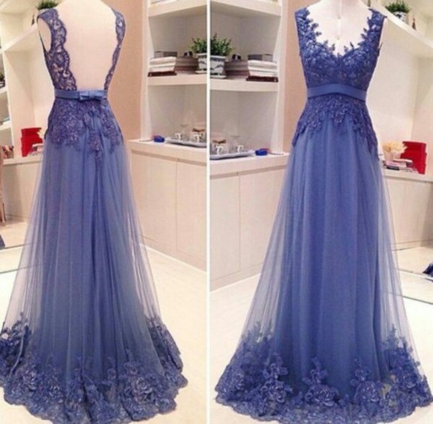 Blue Lace Applique Prom Dresses 2022 Vestido De Fiesta De Longo A Line Tulle Prom Gowns Vestidos De Fiesta De Noche Largos Elegantes