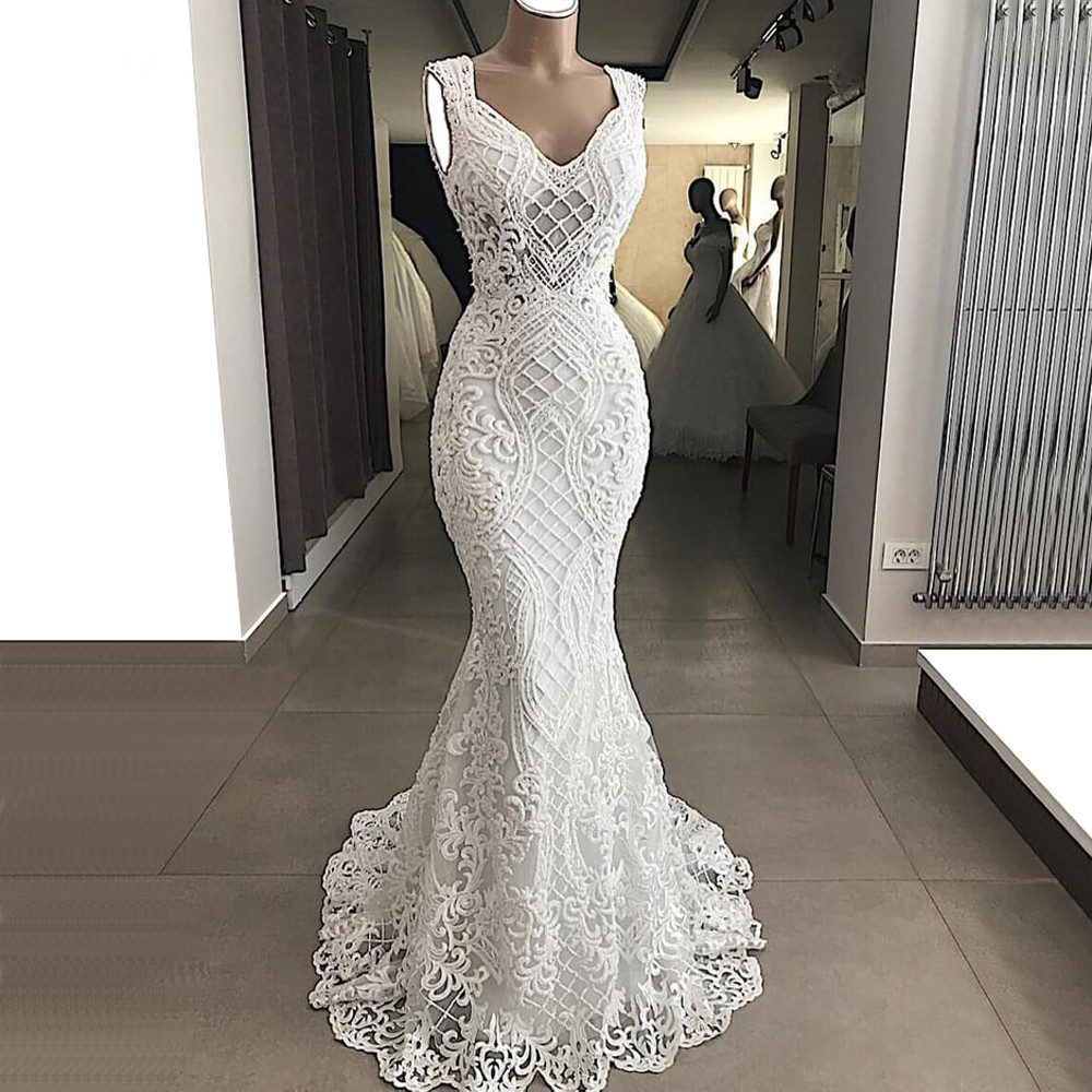 Vestido De Novia De Seria Mermaid Wedding Dresses 2023 Off White Lace Applique Modest Elegant Luxury Wedding Gowns 2024