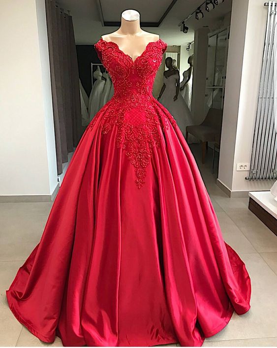 Off The Shoulder Red Prom Dresses 2023 Lace Applique Beaded A Line Satin Vintage Elegant Prom Gowns 2024 Vestido De Fiesta