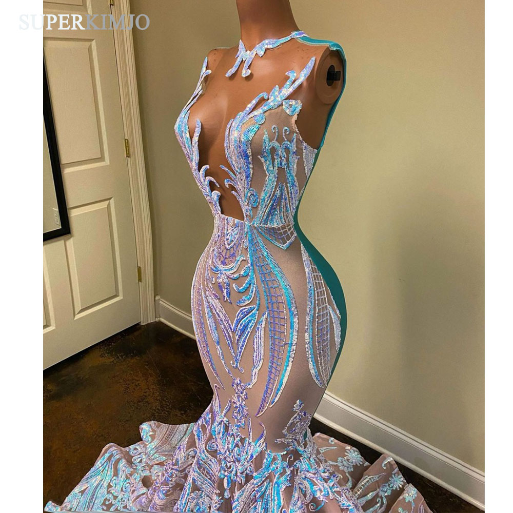 Sparkly Evening Dresses 2023 Colorful Mermaid Modest Luxury African Evening Gown Vestido De Fiesta 2024