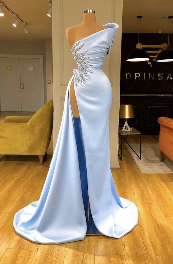 Abendkleider Blue Prom Dresses 2023 Beaded Applique Mermaid Modest Elegant Formal Prom Gown 2024 Vestido De Fiesta