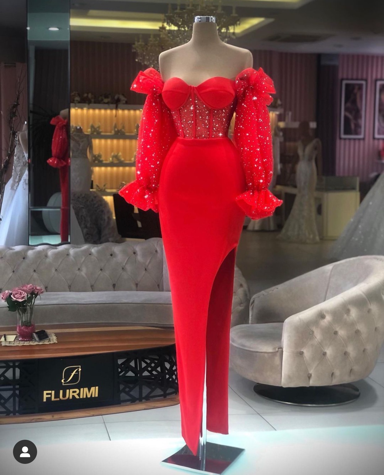Red Beaded Evening Dresses Long Sleeve Off The Shoulder Elegant Modest Luxury Formal Dress Vestidos De Fiesta