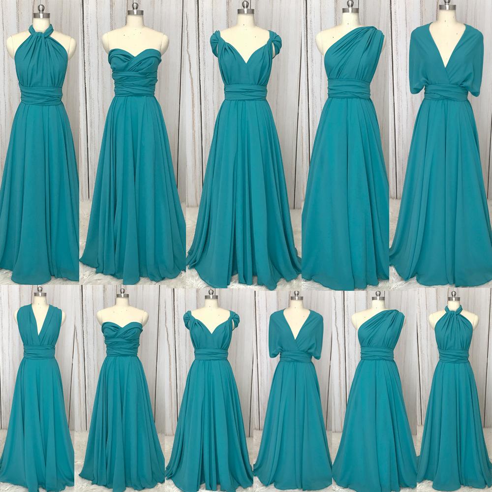 infinite bridesmaid dresses long chiffon a line custom turquoise blue cheap wedding party dress robe de mariee