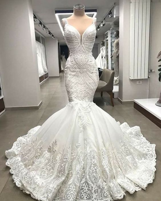 Vestidos De Novia De Seria Lace Applique Mermaid Wedding Dresses For Bride Beaded Elegant Modest White Bridal Dresses Robe De Mariage