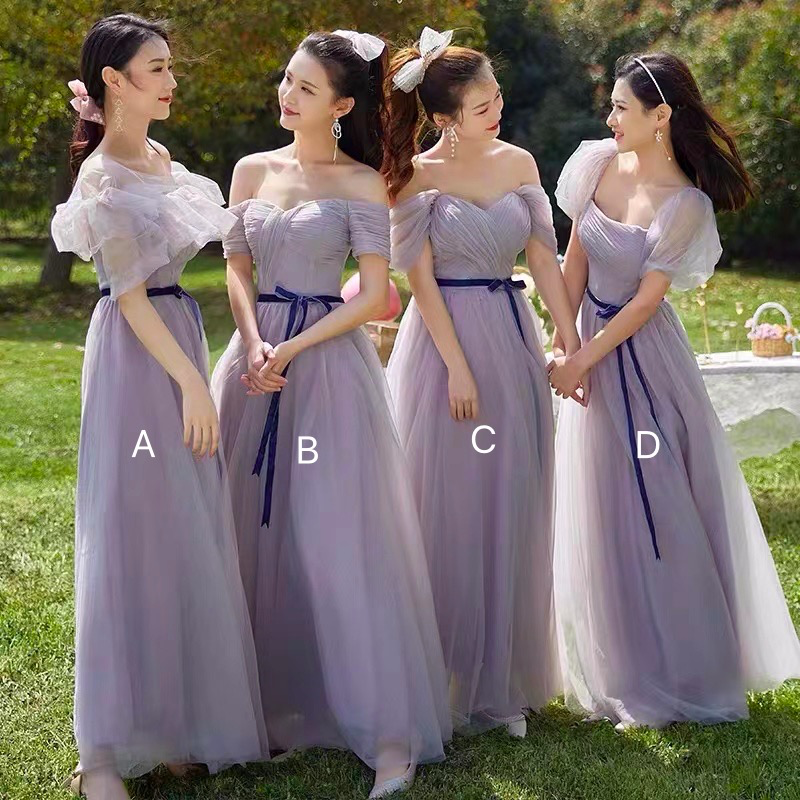 wedding party dresses robe demoiselle d honneur femme tulle a line purple bridesmaid dresses long vestidos de novia 