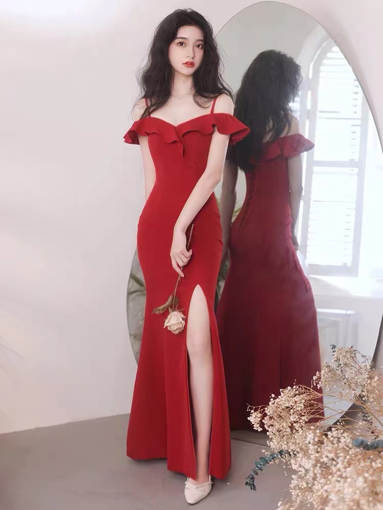 Vestidos De Fiesta Para Bodas Red Formal Dresses For Women 2023 Simple Off The Shoulder Sexy Evening Dresses 2024 Custom Make Fashion Dresses