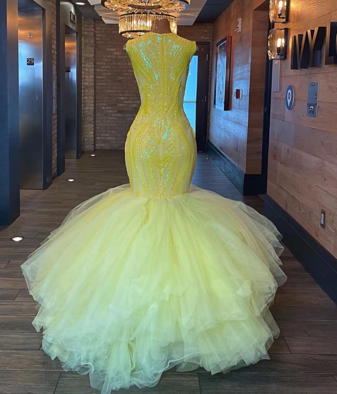 Yellow Sparkly Prom Dresses Abendkleider Robes De Cocktail Tulle ...