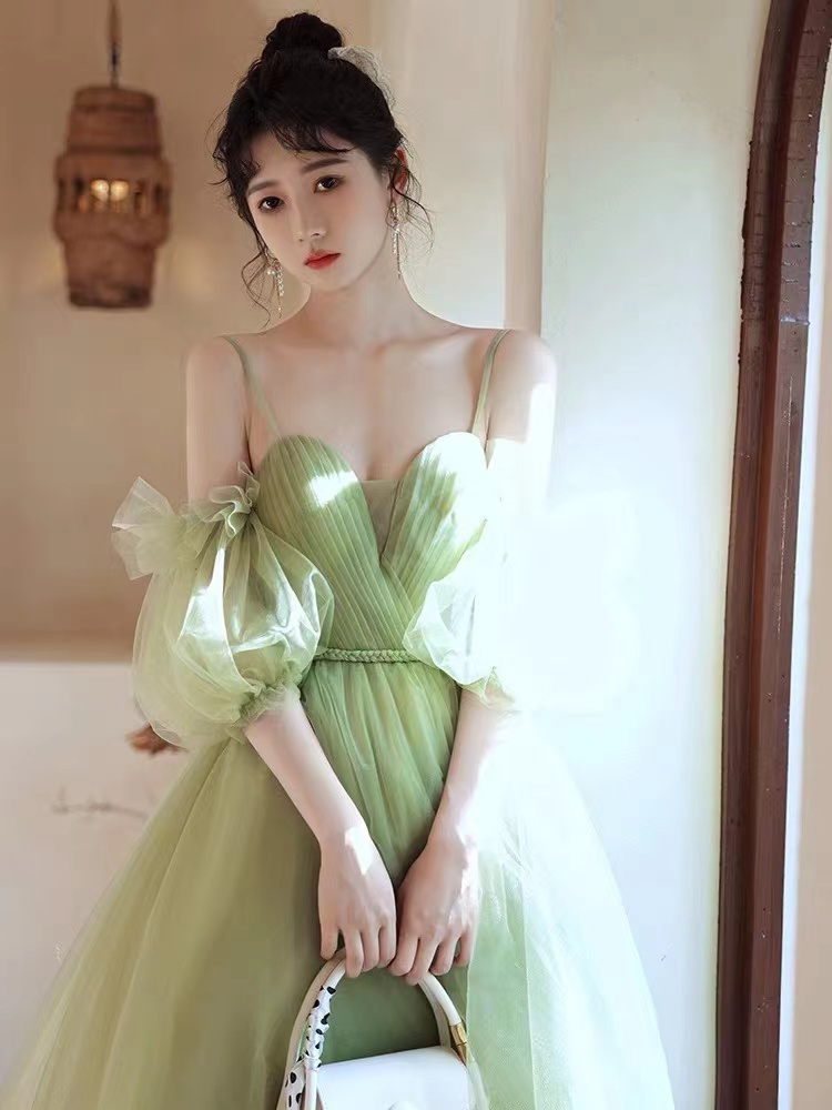 vestidos de gala green tulle prom dresses short homecoming dresses robes de cocktail a line cheap simple prom gown for women bridesmaid dresses