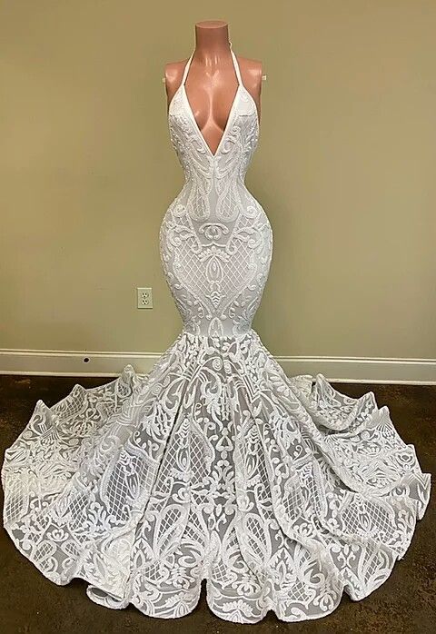 white sparkly prom dress