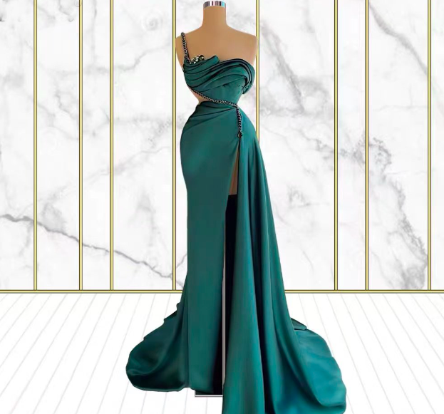 robe de soiree de femme green beaded prom dresses long custom make elegant mermaid simple prom gown vestidos de fiesta de longo 
